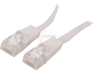 Coboc CY CAT6 100 White 100ft. 32AWG Cat 6 White Color 550MHz UTP Flat Ethernet Stranded Copper Patch cord /Molded Network lan Cable