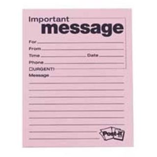 3M MMM7662 Telephone Message Pad  inchImportant Message  4inchx5  Pink