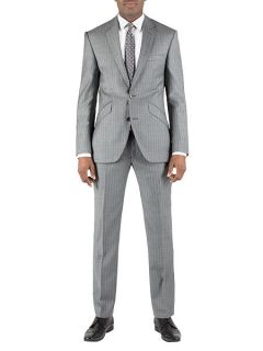 Alexandre of England Stripe regular fit single breasted suit Grey