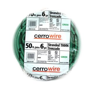 Cerro Wire 50 ft 6 AWG Stranded Green THHN Wire