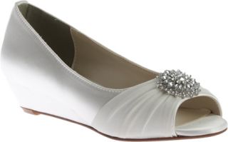 Womens Touch Ups Patience Peep Toe Wedge   White Satin