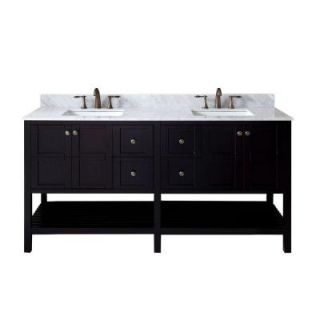 Virtu USA Winterfell 72 in. W x 22 in. D x 35.24 in. H Espresso Vanity With Marble Vanity Top With White Round Basin ED 30072 WMRO ES