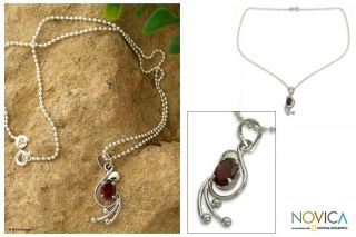 Sterling Silver Jaipur Passion Garnet Necklace (India)   13963278