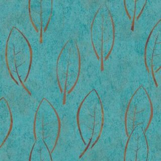 The Wallpaper Company 8 in. x 10 in. Teal Large Scale Modern Spot Leaf on a Textural Ground Wallpaper Sample WC1282617S