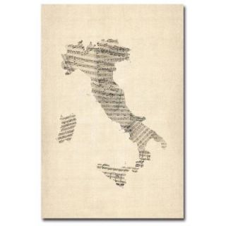 Trademark Fine Art 30 in. x 47 in. Italy   Old Sheet Music Map Canvas Art MT0051 C3047GG