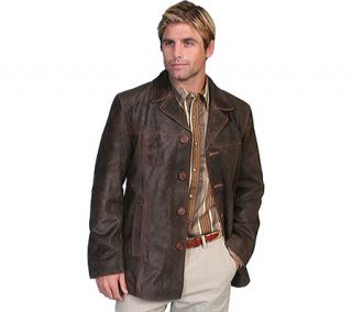 Mens Scully 3/4 Length Leather Car Coat 19   Brown Calf Suede