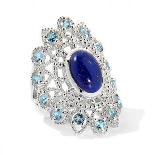 Himalayan Gems™ Lapis and Blue Topaz Sterling Silver Ring   7735185