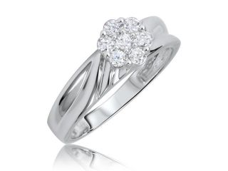 1/3 CT. T.W. Round Cut Diamond Ladies Engagement Ring 10K White Gold  Size 8
