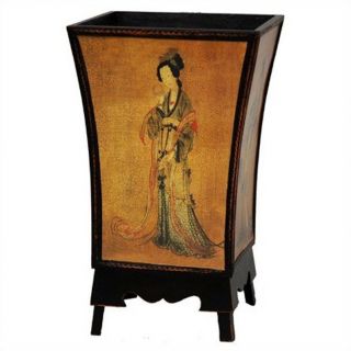 Oriental Furniture Enchanted Lady Waste Basket in Brown   FUZEG654