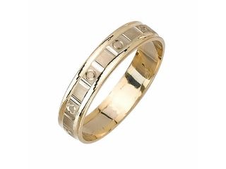 Slotted Surface With Zero Fancy Women's 5 mm 14K Two Tone Gold Wedding Band