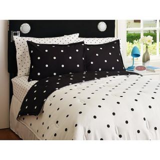 Your Zone Reversible Comforter and Sham Set, Black & White Polka Dot