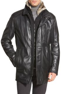 Marc New York by Andrew Marc Stuyvesant Lambskin Leather Jacket with Faux Fur Trim