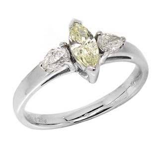 De Buman 18k White Gold 3/5ct TDW Light Yellow and White Marquise