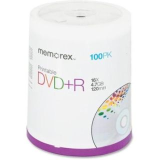 Memorex Printable DVD+R 16 x 4.7GB Recordable Media   100 Pack Spindle