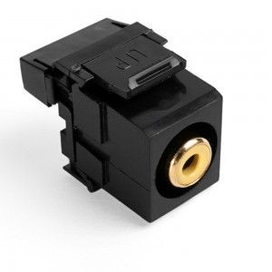 Leviton 40735 RYE RCA 110 QuickPort Snap In Connector   Black w/Yellow Barrel