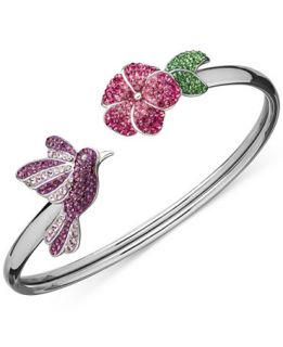 Kaleidoscope Swarovski Crystal Hummingbird and Flower Bangle Bracelet