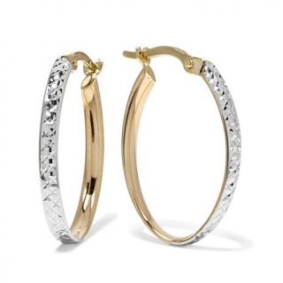 Michael Anthony Jewelry® 10K 2 Tone Oval Hoop Earrings   7735802