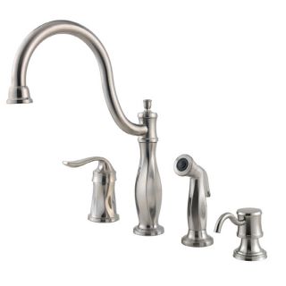 Pfister Cadenza Stainless Steel 1 Handle High Arc Kitchen Faucet with Side Spray