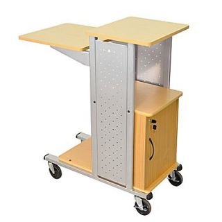 H Wilson 38 1/2 Laminate Mobile Presentation Station With Cabinet, Gray/Black