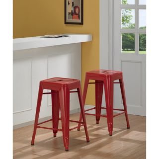 Tabouret 24 inch Charcoal Grey Metal Counter Stools (Set of 2)