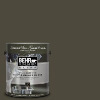 BEHR Premium Plus Ultra 1 gal. #S H 760 Olive Leaf Semi Gloss Enamel Interior Paint 375301