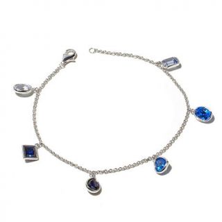 Jean Dousset 4.35ct Absolute™ Created Sapphire and Spinel Dangle Sterling   7839312