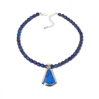 Jay King Freeform Lapis Sterling Silver Pendant with 18" Beaded Necklace   7817428