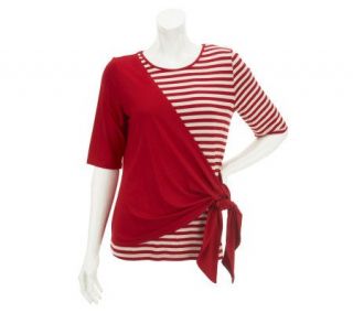 George Simonton Striped Top  with Solid Overlay —