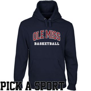 Ole Miss Rebels Custom Sport Arch Applique Pullover Hoodie   Navy Blue