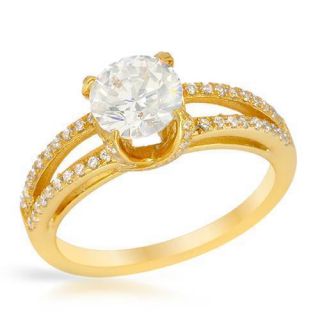 carat Cubic Zirconia 18 k Gold plated Silver Ring  