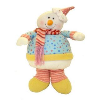 12" Glittery Pastel Plush Candy Christmas Snowman