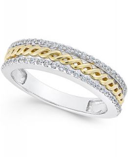 Diamond Braid Band (1/4 ct. t.w.) in 14k Yellow and White Gold or Rose