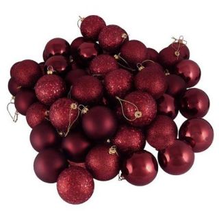 96ct Burgundy Shatterproof 4 Finish Christmas Ball Ornaments 1.5" (40mm)