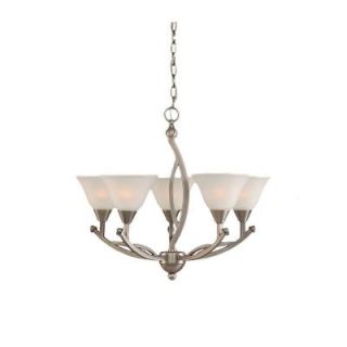 Filament Design Concord 5 Light Brushed Nickel Chandelier with White Marble Glass Shade CLI TL5014580