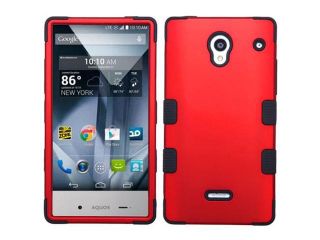 for Sharp Aquos Crystal Tuff Double Layer Cover Case. Red Black