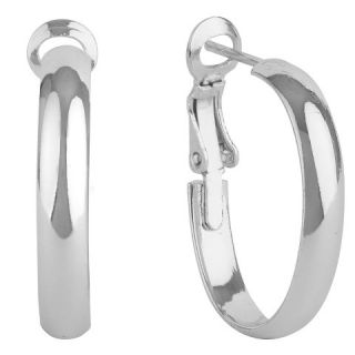 Womens Sterling Silver Clutchless Band Hoop Earring   Silver
