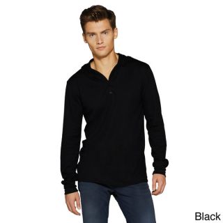 Mens Canvas Thermal Hooded Henley