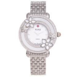 Michele Womens Colette Fleur Diamond Stainless Steel Watch