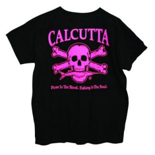 Calcutta Ladies Small Cotton Original Logo Short Sleeve Front Pocket T Shirt in Black/Pink 2488 0590