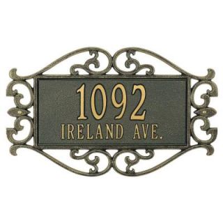 Whitehall Products Lewis Fretwork Rectangular Bronze/Gold Estate Wall Two Line Address Plaque 5522OG