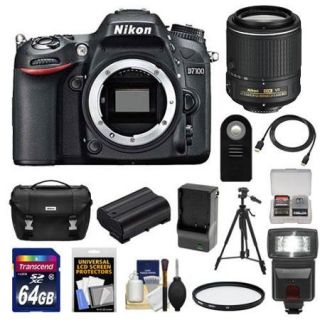 Nikon D7100 Digital SLR Camera Body with 55 200mm Lens + 64GB Card + Battery & Charger + Case + Flash + Filter + Tripod + Accessory Kit