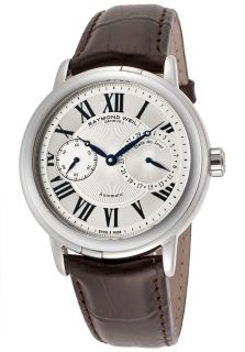 Men's Maestro Automatic Silver Textured Dial Brown Genuine Leather