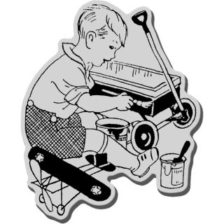 Stampendous Cling Rubber Stamp Lil Mr. Fix It  ™ Shopping