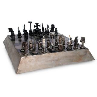 Recycled Metal Rustic Pyramid Auto Part Chess Set (Mexico