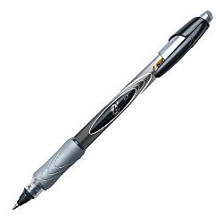 BIC Z4  Liquid Ink Rollerball Pens Fine Point 0.7 mm Silver Barrel Black Ink Pack Of 12