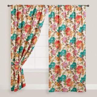 Watercolor Floral Concealed Tab Top Curtains, Set of 2