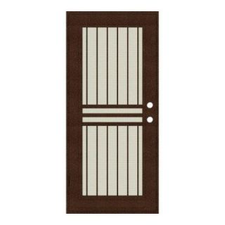 Unique Home Designs 30 in. x 80 in. Plain Bar Copperclad Left Hand Surface Mount Aluminum Security Door with Beige Perforated Screen 1S1001CL2CCP2A
