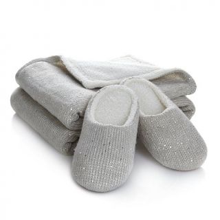 Soft & Cozy Sequin Throw and Slipper Set   7823852