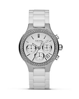 DKNY Medium Stainless Steel and White Ceramic Watch, 38.5mm