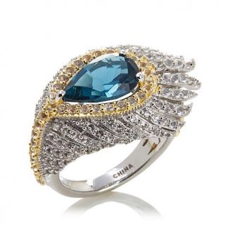 Victoria Wieck 3.95ct London Blue Topaz and White Topaz "Feather" Ring   7854170